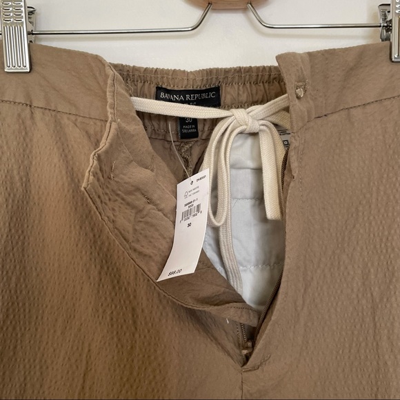 Banana Republic Slim Fit Mid Rise Drawstring Pants Khaki Texture Button … - Picture 8 of 13